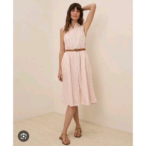 Pact Pink Striped Midi Dress - Picture 1 of 9
